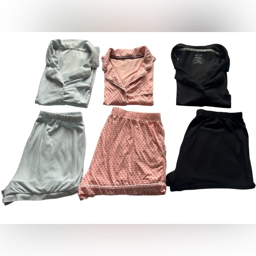 Women’s 3-Piece Sleep Set Pink, Light Blue & Black Size Lage Nine West and Tommy